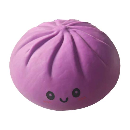 Smiling Steamed Bun Stress Ball Anti-Anxiety Cartoon Dumpling with Steamer Squeeze Toy Soft Simulated Dough Ball 15cm B фиолетовый