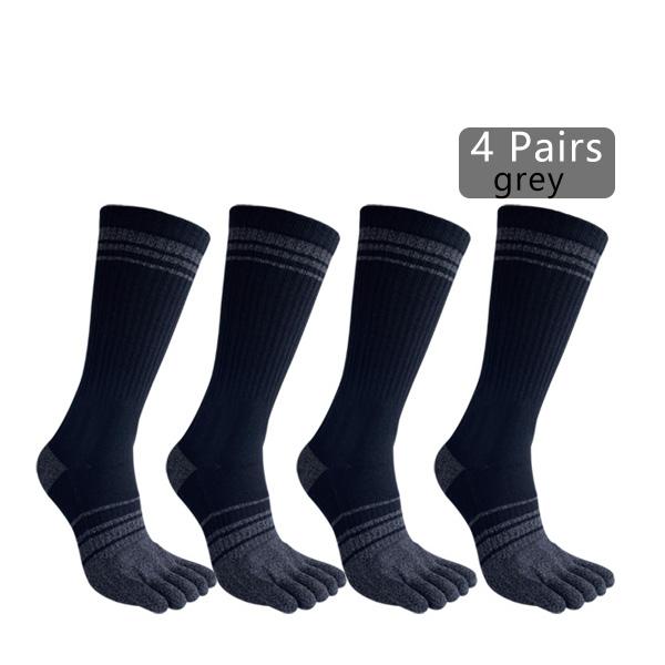 1/4 Pairs Long 5 Finger Socks Man Cotton Striped Colorful Compression Sweat-Absorbing Breathable Fitness Hiking Outdoor Toe Sock
