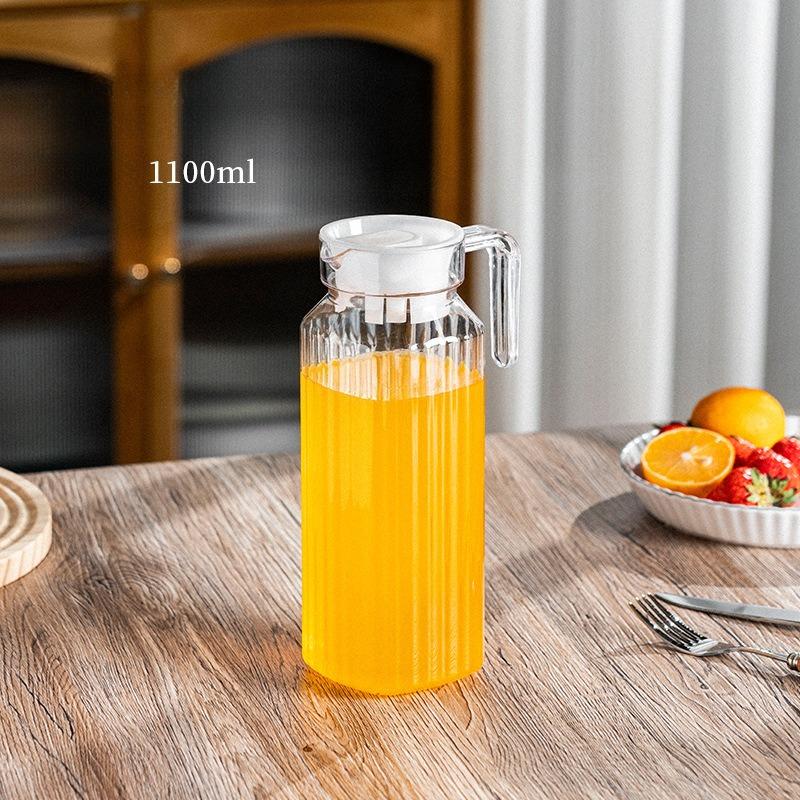 Large Capacity Household Kettle Plastic Transparent Water Bottle Striped Kettle For Storing Fresh Juice And Beverages In The Kitchen Refrigerator