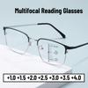 Men's Retro Square Progressive Multifocal Reading Glasses Women's Fashion Farsighted Glasses Anti-blue Light Presbyopia Glasses