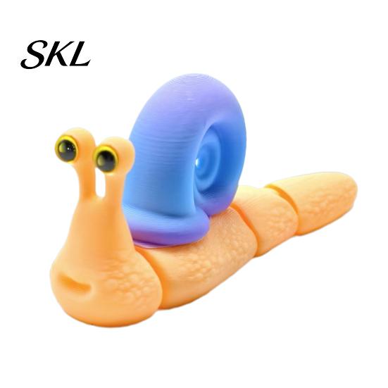 Colorful Snail Sculpture 3D Printed Figurines, Articulated Toy, Movable Joints Animal Twist Segmented Structure Toy Fidgety for Home Office