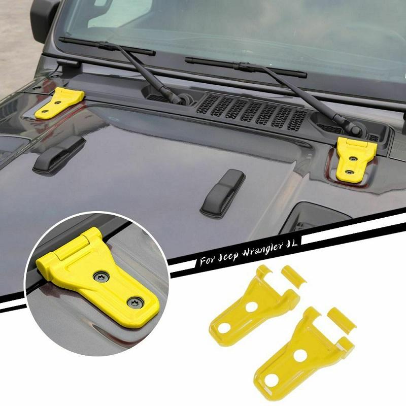2PCS Car Hood Engine Hinge Cover Trim Black ABS For Jeep Wrangler JL 2018 2019 2020 2024 2024 2024 Car Accessories