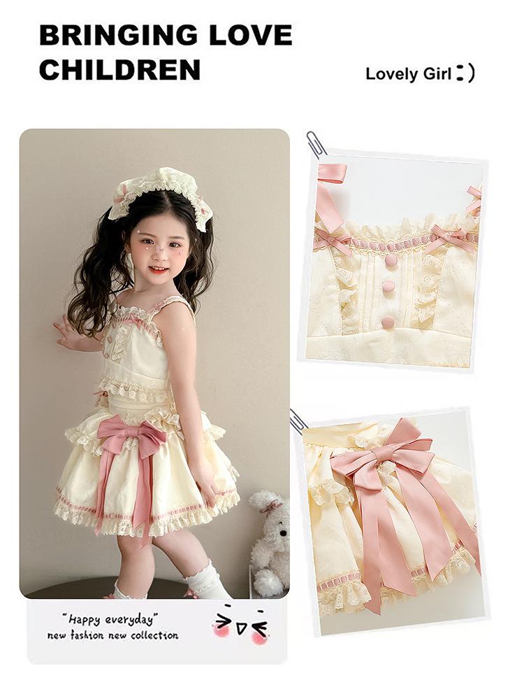 Girls' Dopamine Princess Summer Lolita Dress Set - Fluffy Birthday Party Outfit
