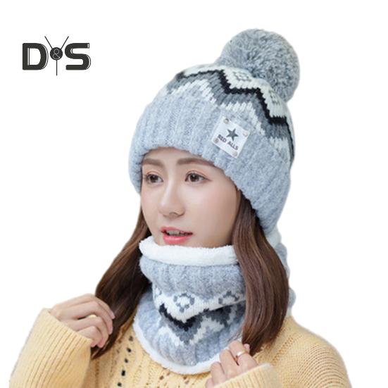 

2 шт./комплект, женская зимняя шапка и шарф, плюшевый декоративный мяч, контрастный цвет, толстая плюшевая линия, морозостойкая шапочка для катания на лыжах, катания на коньках, езды на велосипеде, шейный платок серый