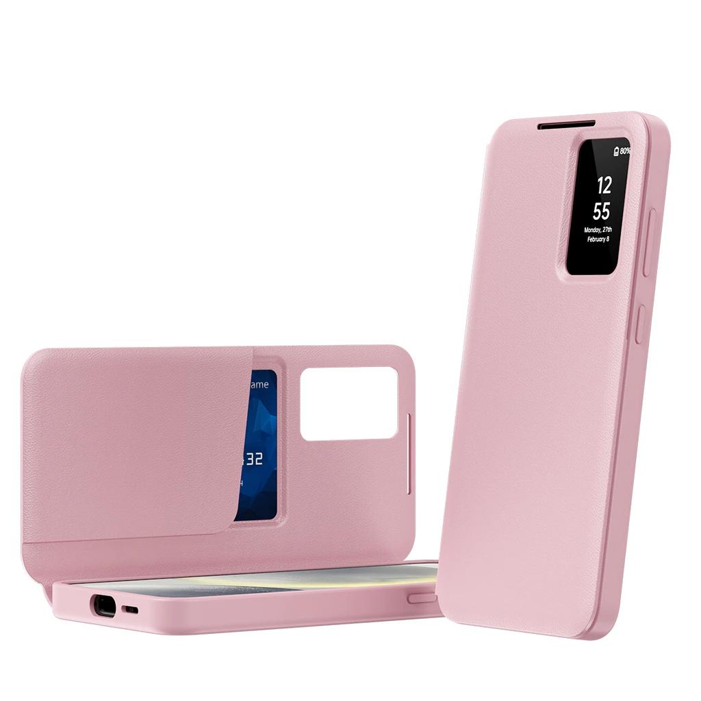 Leder Fensterschlitz Kartenhalter Handyhülle für Samsung S25 Edge S24 S26 Ultra S23 S22 Plus A55 A56 A17 Geldbörse Schutzhülle