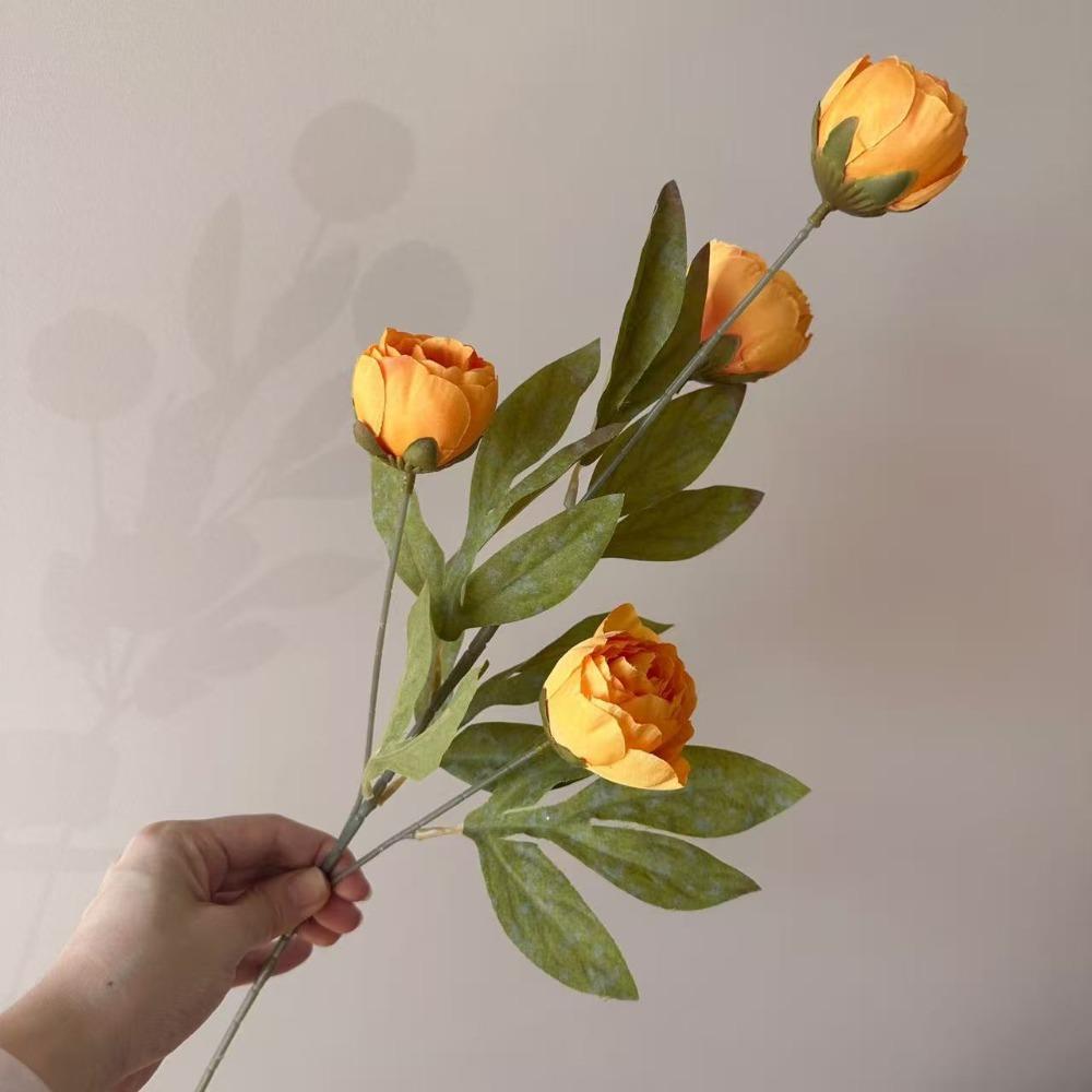 1Pc Long Stem Artificial Peony Bouquet 4 Heads Faux Peony Branch Party Wedding Bride Decoration