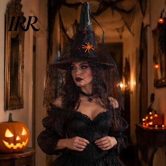 Decorative Spider Pendants Halloween Witch Hat Hanging Decor, Web Ribbon Prop Party Streamers for Party, Dark Wizard Costume Accessory Masquerade