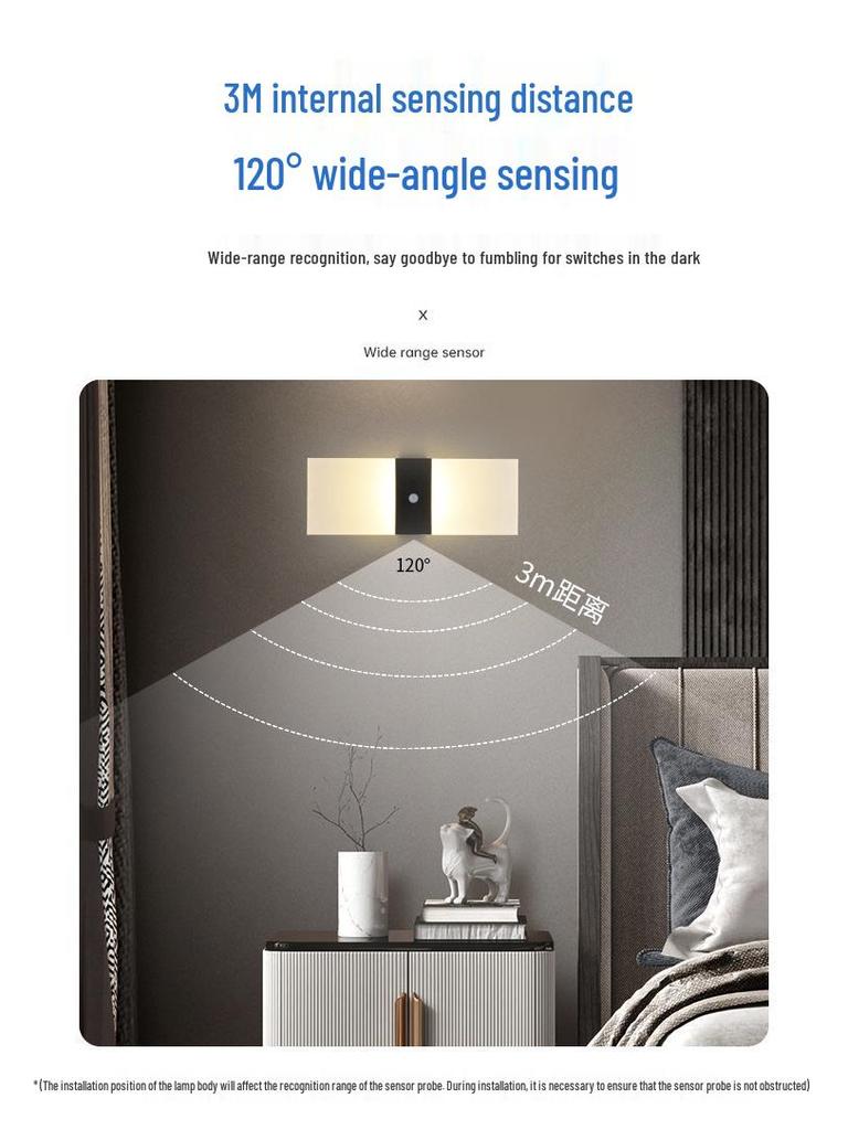 USB Rechargeable LED Wall Lamp with Infinite Dimming and Motion Sensor