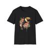 Tukan Tropisch Aquarell Floral Schwarzes T-Shirt Exotische Natur Kunst T-Shirt