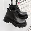 Men's 2025 autumn short boots thick-soled Martin boots European and American niche tooling locomotive boots leather shoes 18911-J