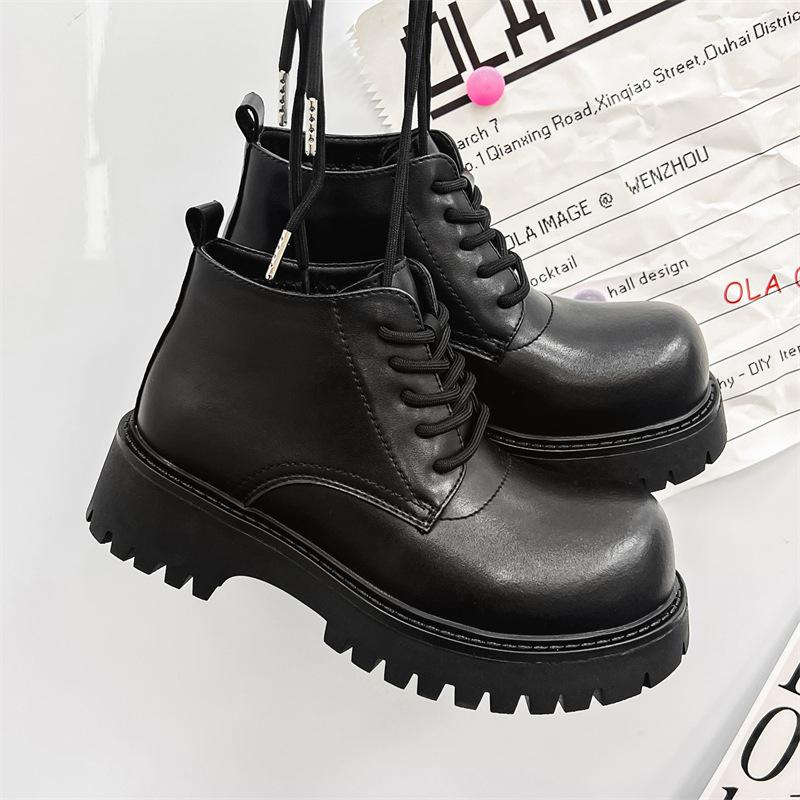 Men's 2025 autumn short boots thick-soled Martin boots European and American niche tooling locomotive boots leather shoes 18911-J