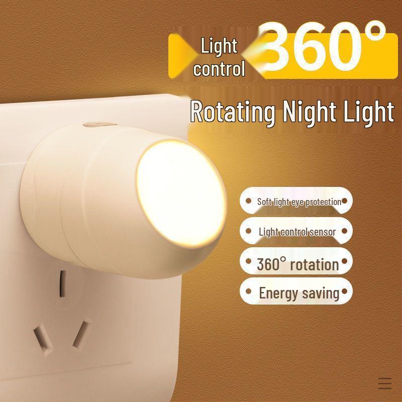 Energy-Saving Plug-In Night Light with Light-Sensing for Bedroom and Baby Feedings