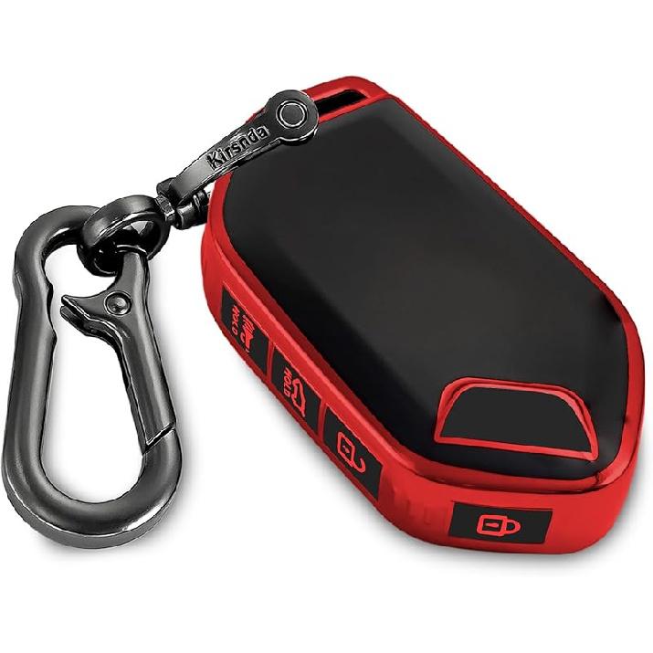For Kia Key Fob Cover With Keychian,TPU Protection Key Case Compatible With  2024 Telluride EV5 Smart Remote Key(Red,5 Button) 5 buttons
