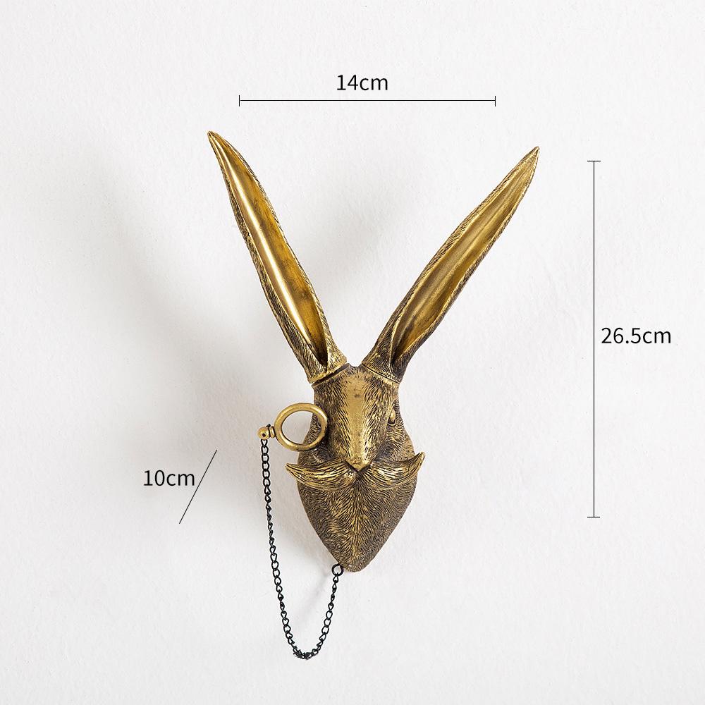 Nordic Bronzed Resin Animal Head Sculpture Pendant with Glasses Wall Mounted Bear Mouse Statue Figurine Hanging Pendant Ornament