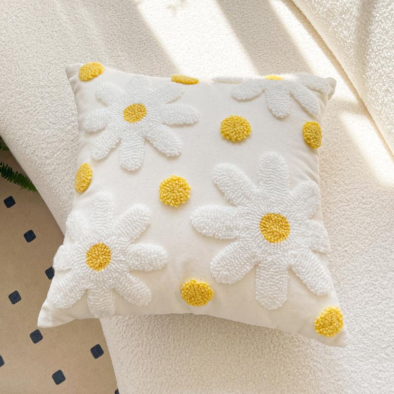Federa Cuscino Ricamata con Fiori Freschi Stile Nordico per Homestay, Soggiorno, Divano di Casa, Cuscino Decorativo, Copricuscino per Schienale