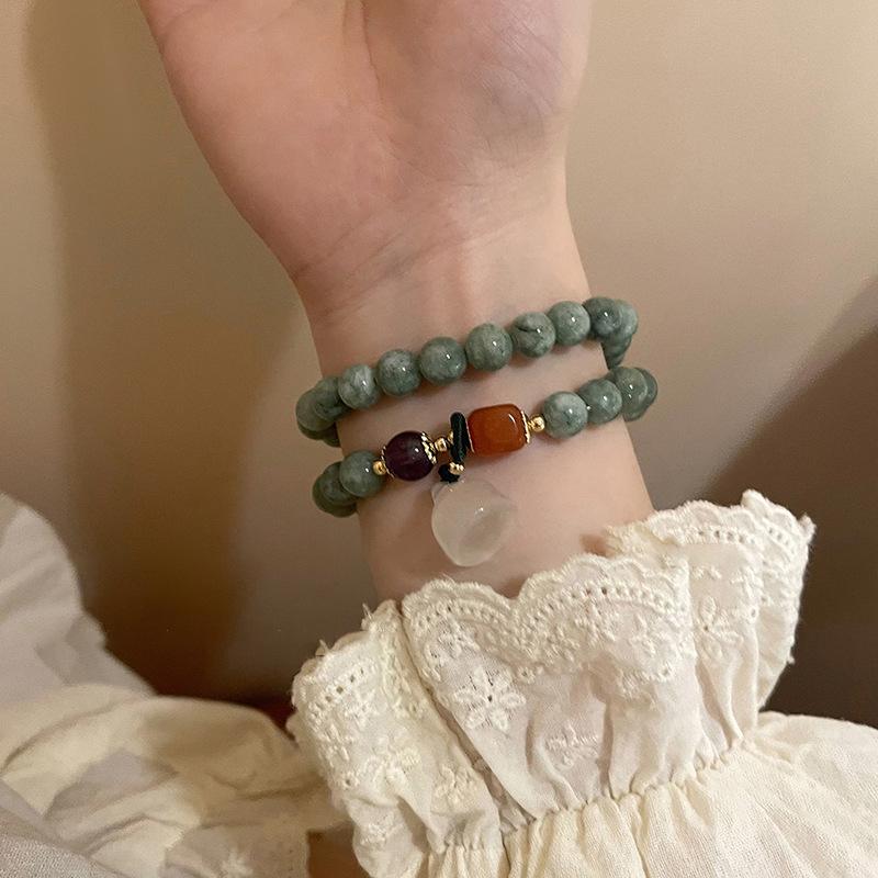 Chalcedony round lotus pod beaded bracelet new Chinese light luxury versatile bracelet fashion temperament high-end jewelry