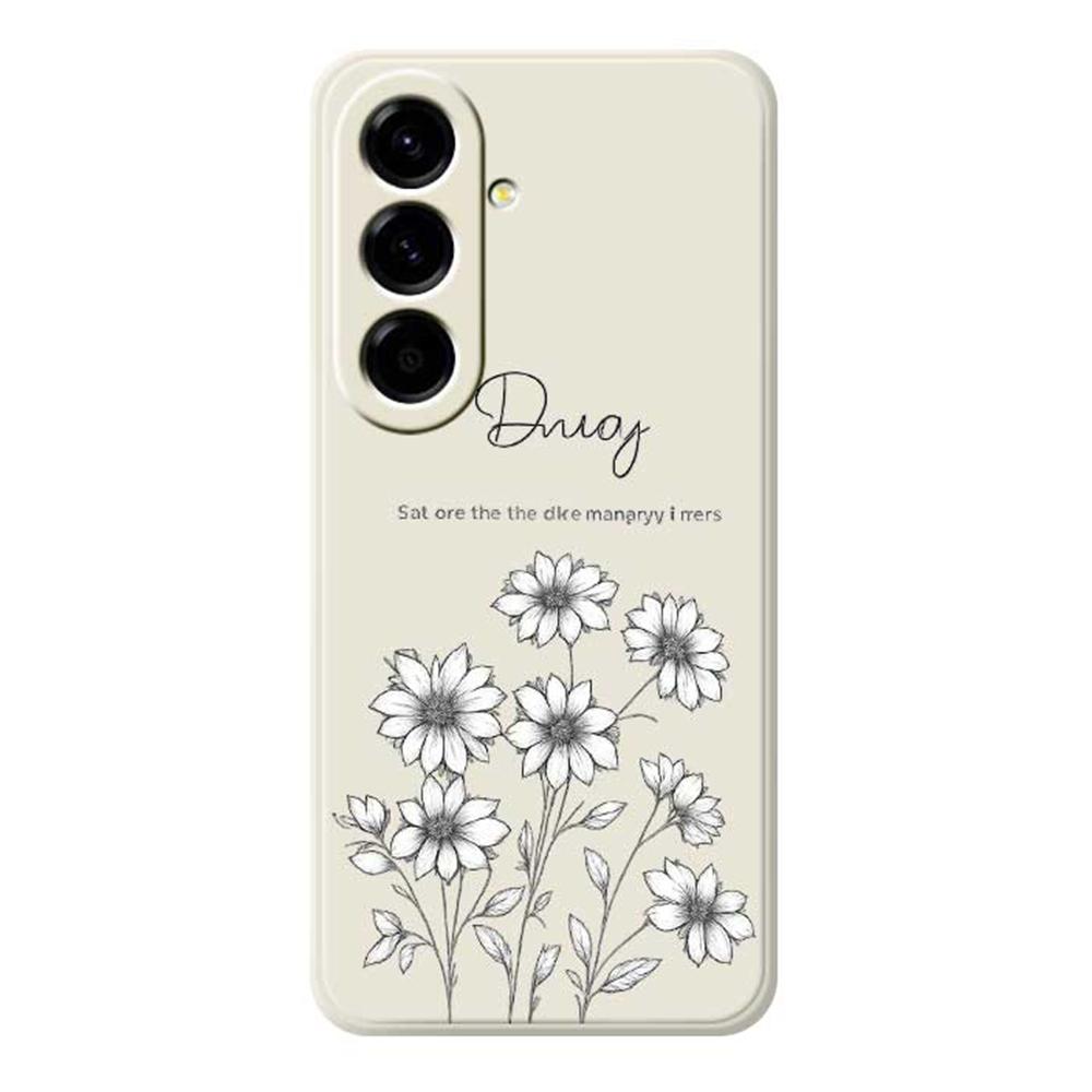 For Samsung Galaxy A56 5G Case Sketch Flowers Pattern Printing Straight Edge TPU Phone Back Cover