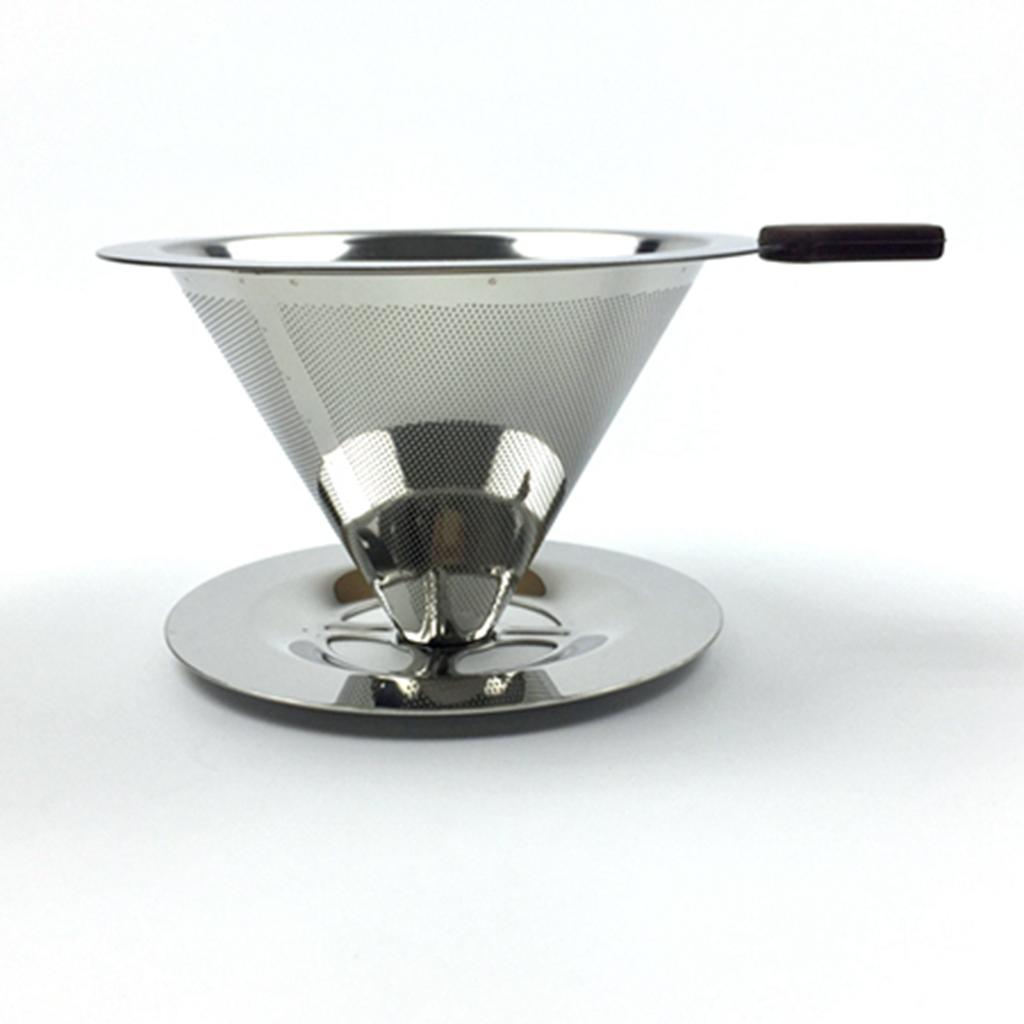 Handle with Stand Holder Reusable Cone Strainer Coffee Filter Drip Tools Pour Over Coffee Dripper