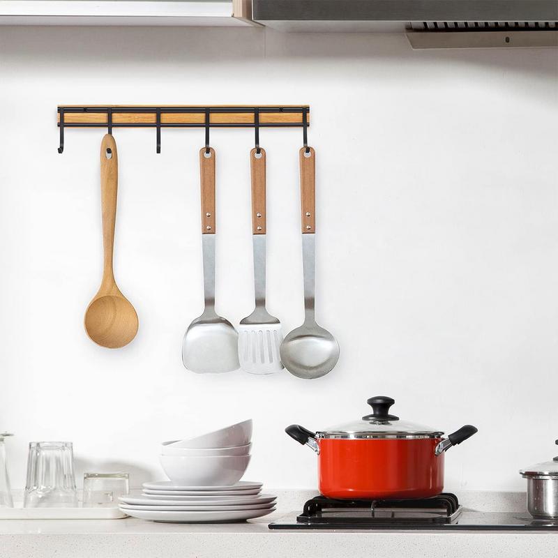 Utensil Rack Soup Spoon Holder Set Of 2 Wall Mounted 6 Hook Utensil Organizer For Kitchen Cabinet Sink Side Pantry Apartment