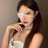 Gothic Nun Lace Eyepatch with Cross & Bow - Halloween Face Accessory for Women