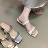 Open-toed cool slippers women's summer 2025 new sexy square head one-word drag summer commuter women's slippers