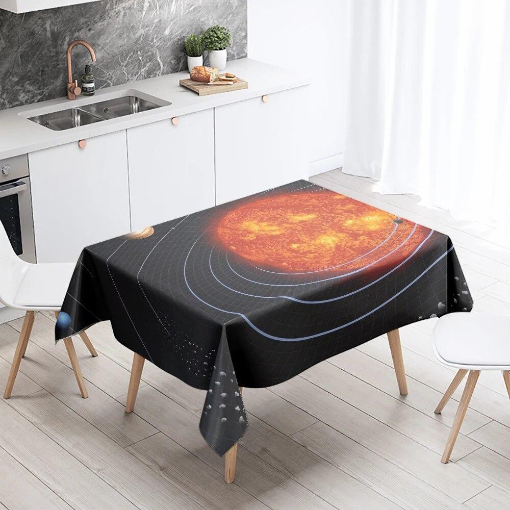Starry Universe Tablecloth Planet Track  Anti-fouling Waterproof Rectangular Kitchen Table Home Decoration