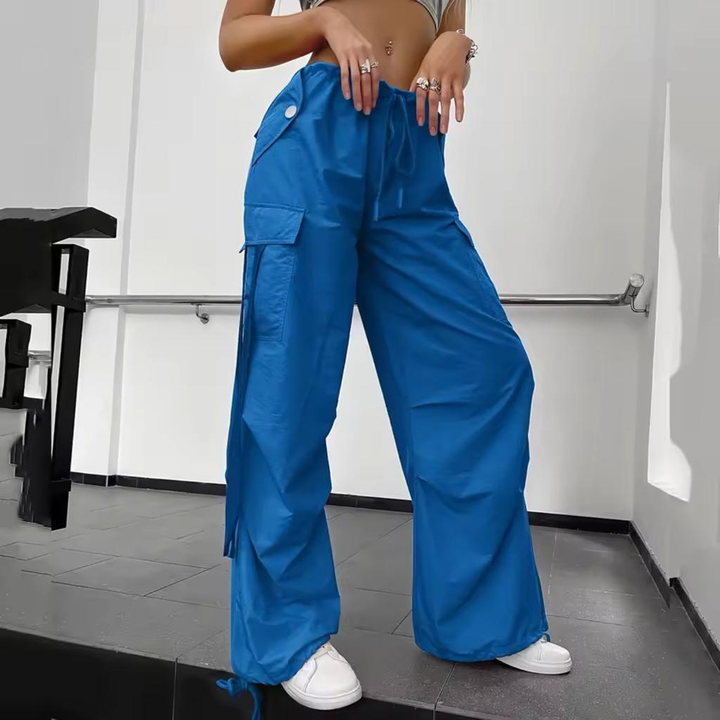 Spring and Summer Rose Red Work Pants for Women's Summer New Style Bow Drawstring Wide-leg Sports Pants