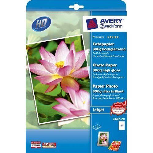 Papier photo jet d'encre Avery Dennison Premium 2482-20 A4 300g brillant 20 feuilles