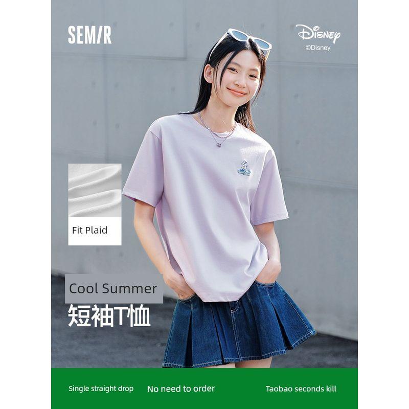 

Футболка с охлаждающим эффектом | Серия сотрудничества Senma Disney Футболка с коротким рукавом Женская 2025 Лето Новинка Быстросохнущие топы Милый маленький рисунок Light yellow 30001 160/84A/M