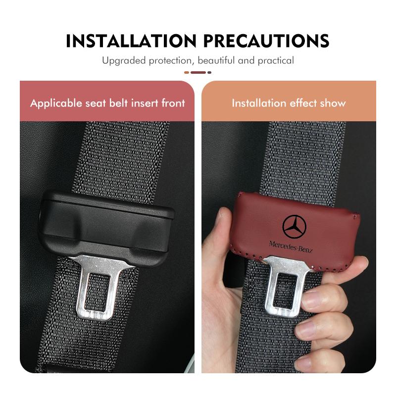 AABHZ1 For Benz Car Logo Seat Belt Buckle Protective Cover Anti-Collision Cover Accessories AMG Exclusive A C E R V Class CLA CLS C180