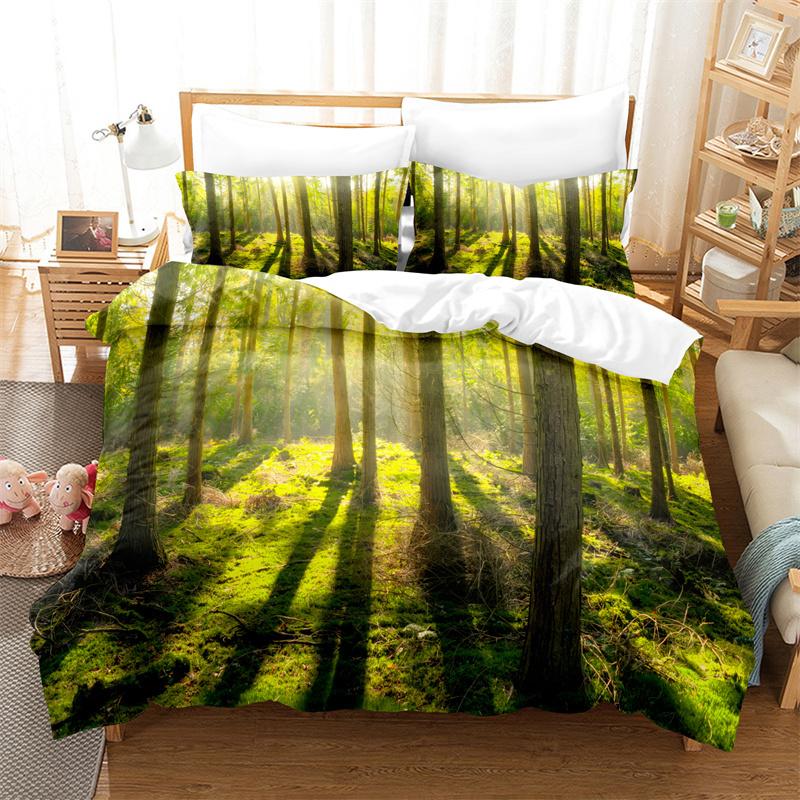 Natural Scenery Duvet Cover Set Forest Bedding Set Quilt Cover Queen Bed Set Luxury Comforter Set Bed Cover Set Girl Bedding Set