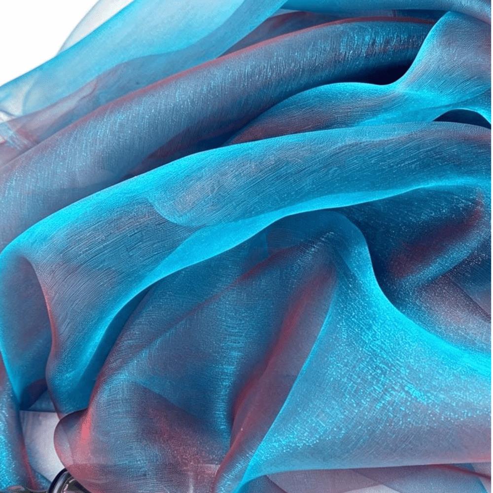 150X100cm Organza Fabric Two-color Gradient Soft Yarn Laser Fabric Blue Green Gradient Color Two-tone Fabric Party Decoration