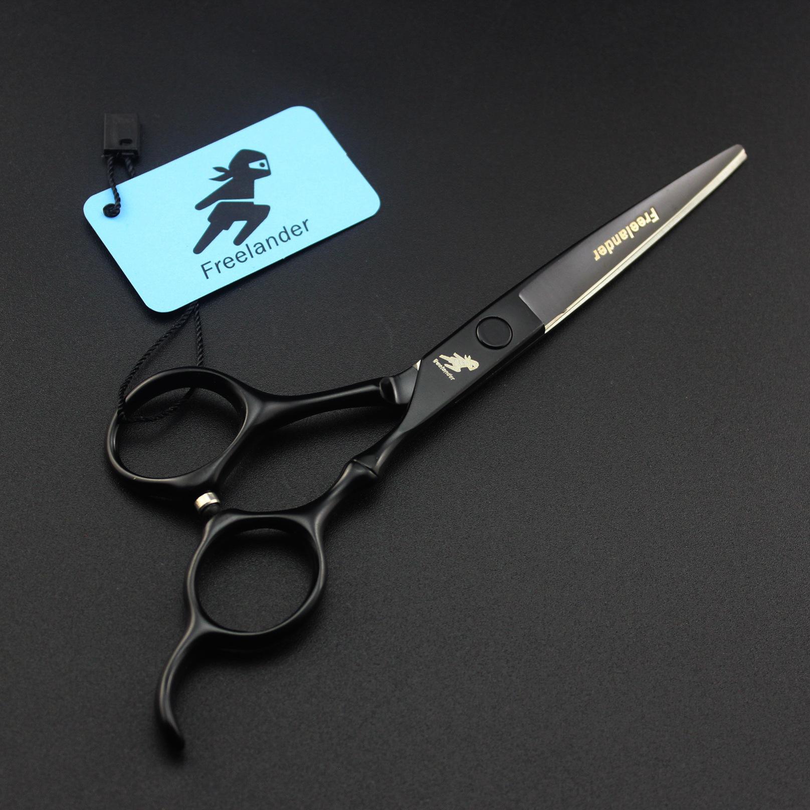 6.0 inch black Freelander bamboo handle, hair scissors, hair scissors, flat scissors, bangs scissors, tooth scissors, thin 6.0inch black straight shears