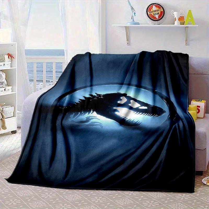 Dinosaur Moonlit Adventure Blanket Flannel Blanket for bed, sofa, Camping, Hiking, Picnic Essentials, gift for family Fan gifts