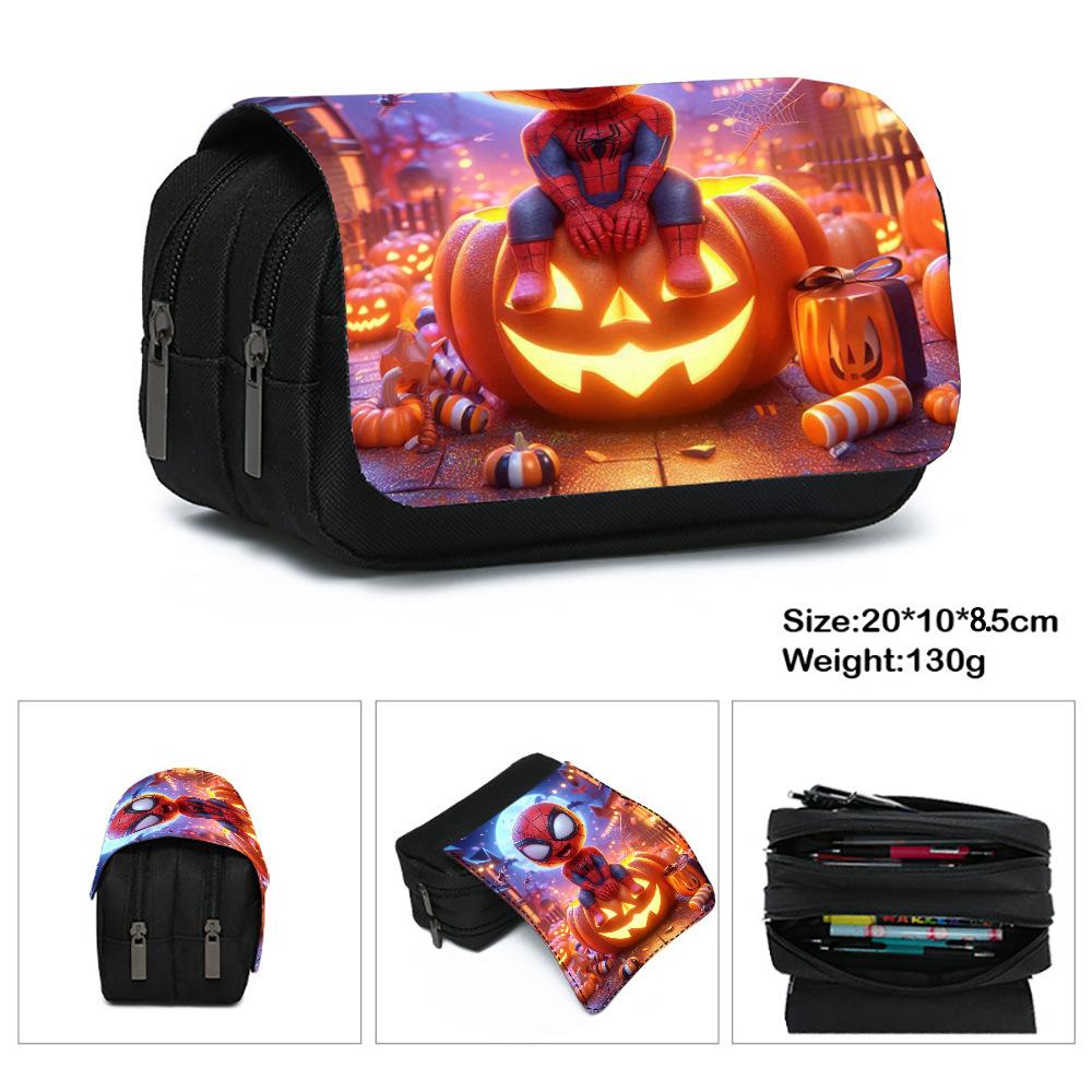 Spider-Man Double Oxford Cloth Pencil Bag Simple Large Capacity Double Pull Pencil Bag Primary School Student Portable Zipper Stationery Bag