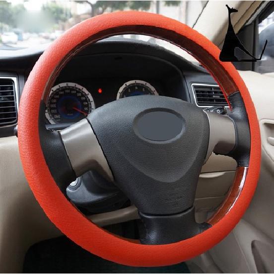 Red Car Auto Silicone Steering Wheel Cover Protector Shell Leather Texture