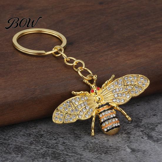 Bee Keychain for Women Rhinestone Women, Bing Alloy Car Sturdy Key Ring with Chain Ring, Decorative Accessories Handbags Backpacks Holder