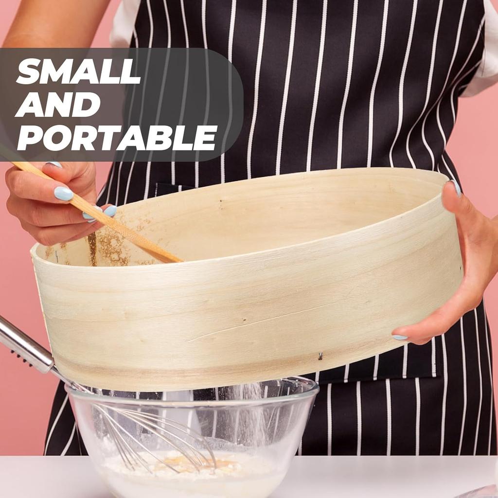 Amosfun Household Flour Sifter Wooden Mesh Flour Strainer 60 Mesh Round Sifter for Baking Cake Bread, 11 Inch Diamater