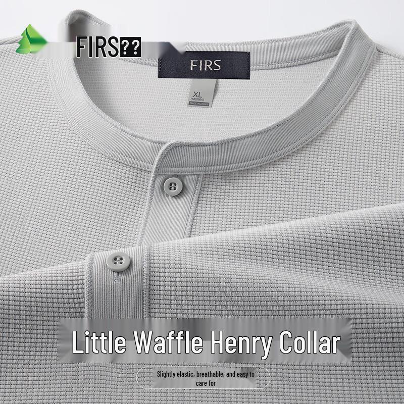 

FIRS Men s Waffle Henley Long Sleeve T-Shirt M