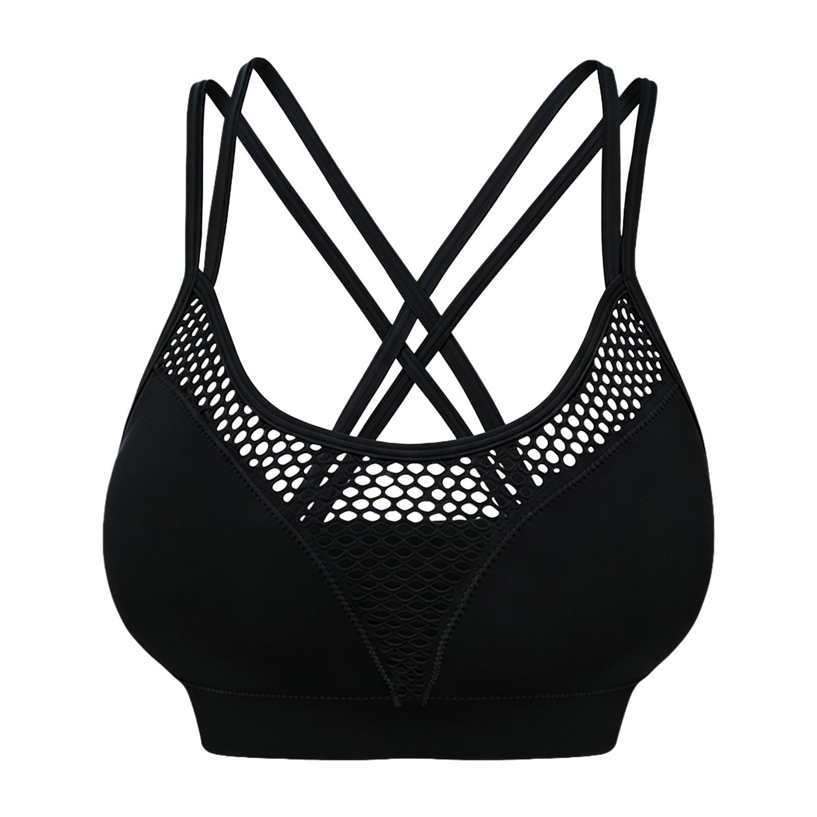 Women Plus Size Seamless Wireless Shockproof Sports Bra 0XL чёрный