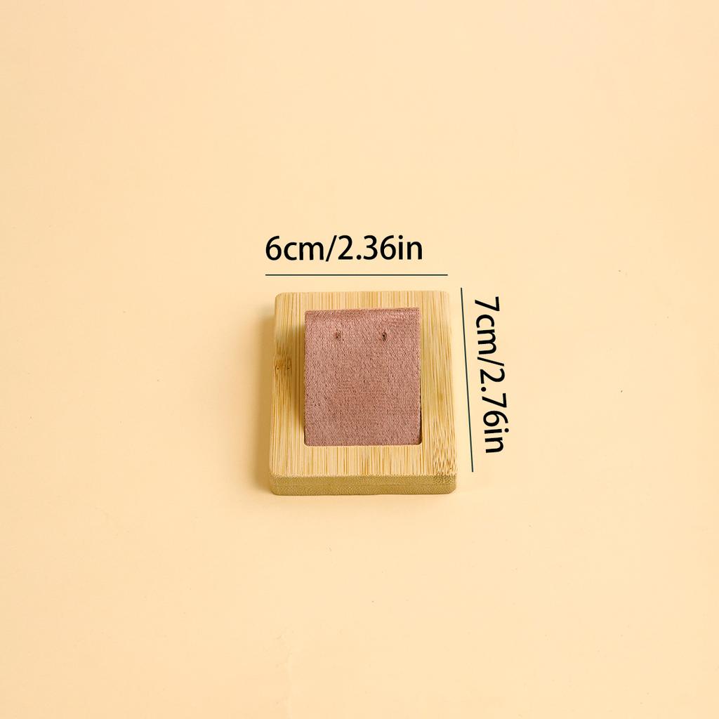 Bamboo Wood Earrings Display Stand DIY Velvet PU Leather Jewelry Storage Tray for Window Counter Props Show