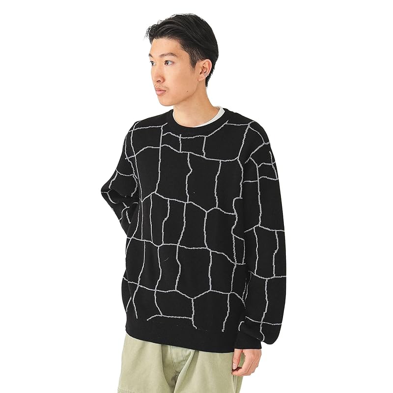 

[Beams] L/S knit 12 gauge spider web crew knit men s BLACK S