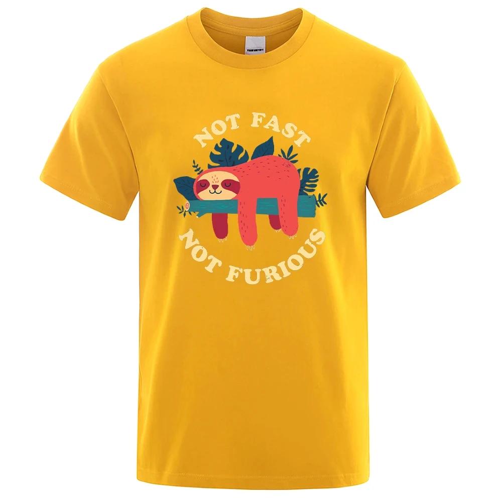 

Футболки с графическим принтом Not Fast Not Furious Sloth для мужчин, дышащие хлопковые топы, уличная мода, футболка, унисекс, повседневные летние футболки XXXXXL золотой