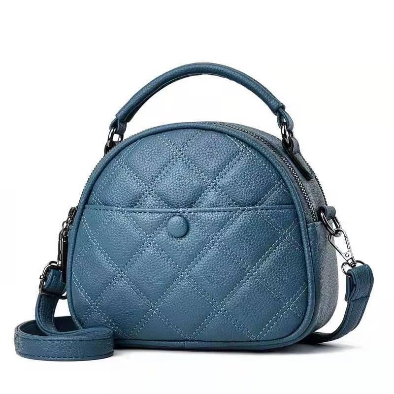

Elegant Black Pu Mini Crossbody Bag For Women Chic Quilted Shoulder Handbag Fashionable Style синій