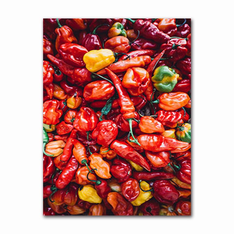 Nordic Wall Art Canvas Painting Colorful Fresh Vegetable Fruits Posters for Kitchen Decor Orange Lemon Picture for Restaurant