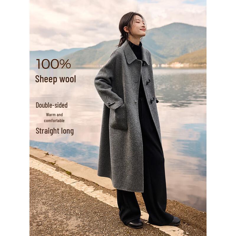 

Жіноче двостороннє пальто-дафлкот з мериносової вовни S