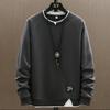 Men's Spring and Autumn Thin Section of Short Round Neck Pullover Long Sleeved Shirt Casual Bottoming Shirt