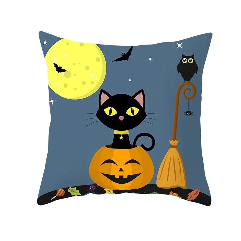 Halloween Cute Kitten Office Living Room Sofa Car Decorative Pillowcase