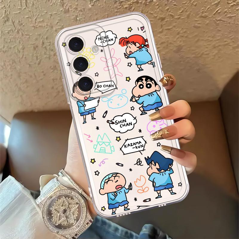 Case for Samsung Galaxy S26 Note 20 Ultra 10 S24 S22 FE S25 Edge S20 Plus S21 S23 Ultra Phone Cover Crayon Shin Chan Cartoon