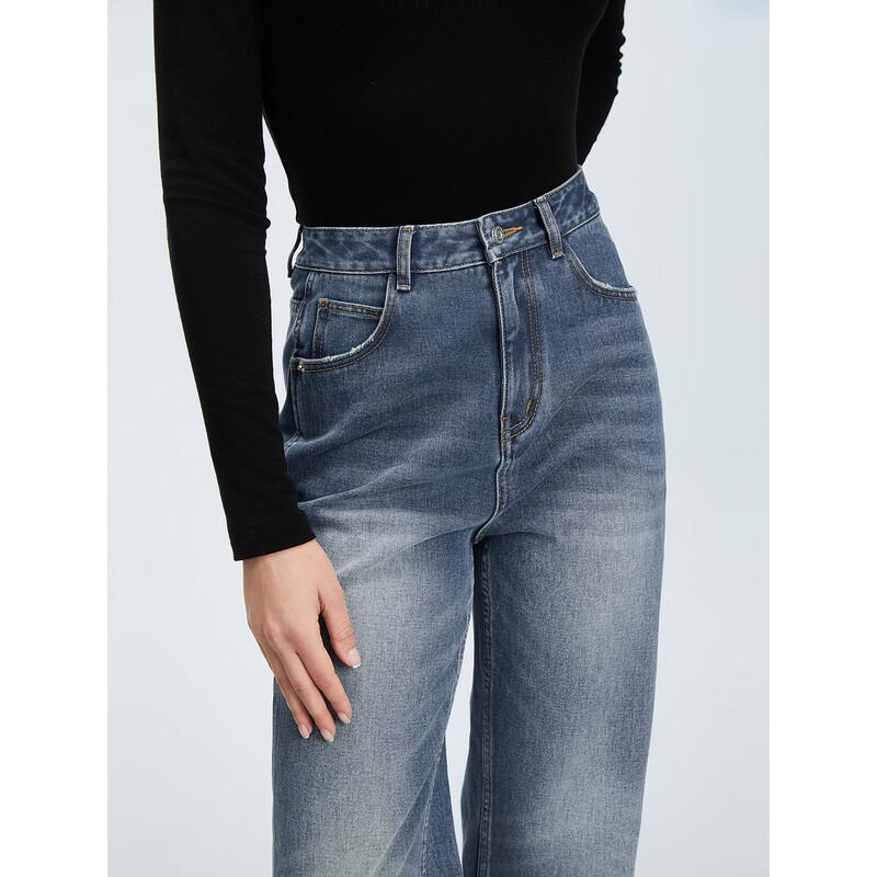 ELLE Women's High-Waist Retro Blue Jeans